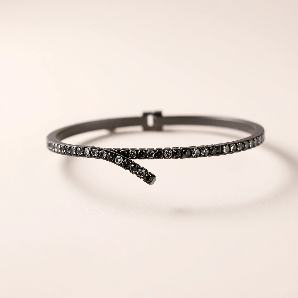 Bracelet Ancre Titane Noir Diamants Noir