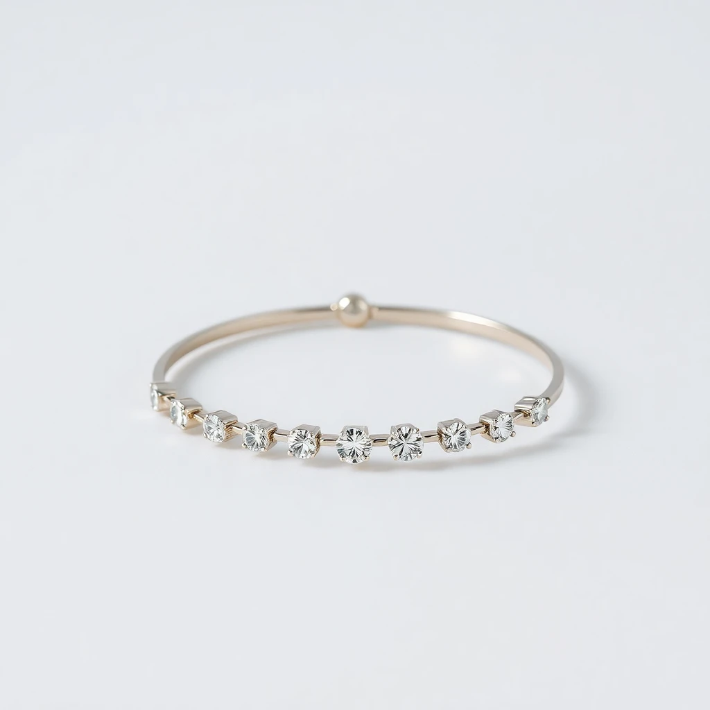 Bracelet Anneau, 10 diamants Or Blanc
