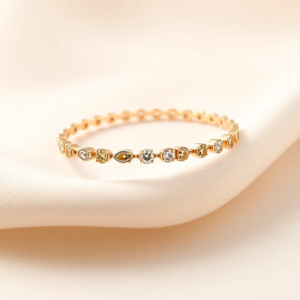Bracelet Anneau, 10 diamants Or Jaune