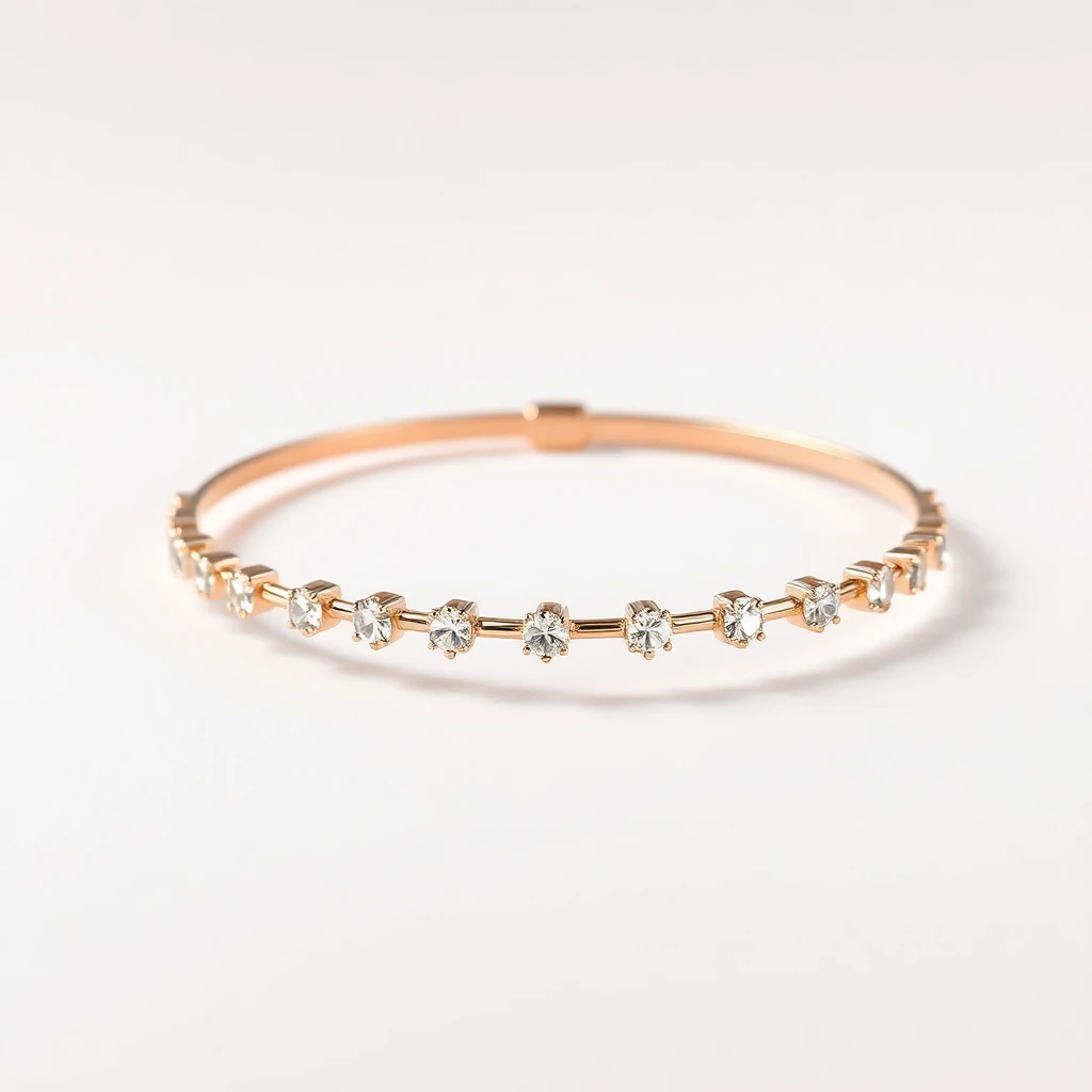 Bracelet Anneau, 10 diamants Or Rose