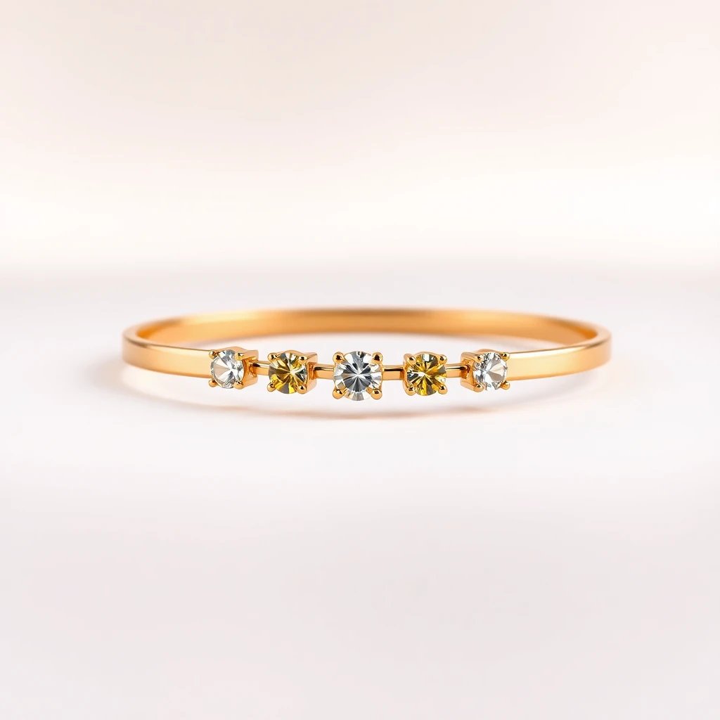 Bracelet Anneau, 4 diamants Or Jaune