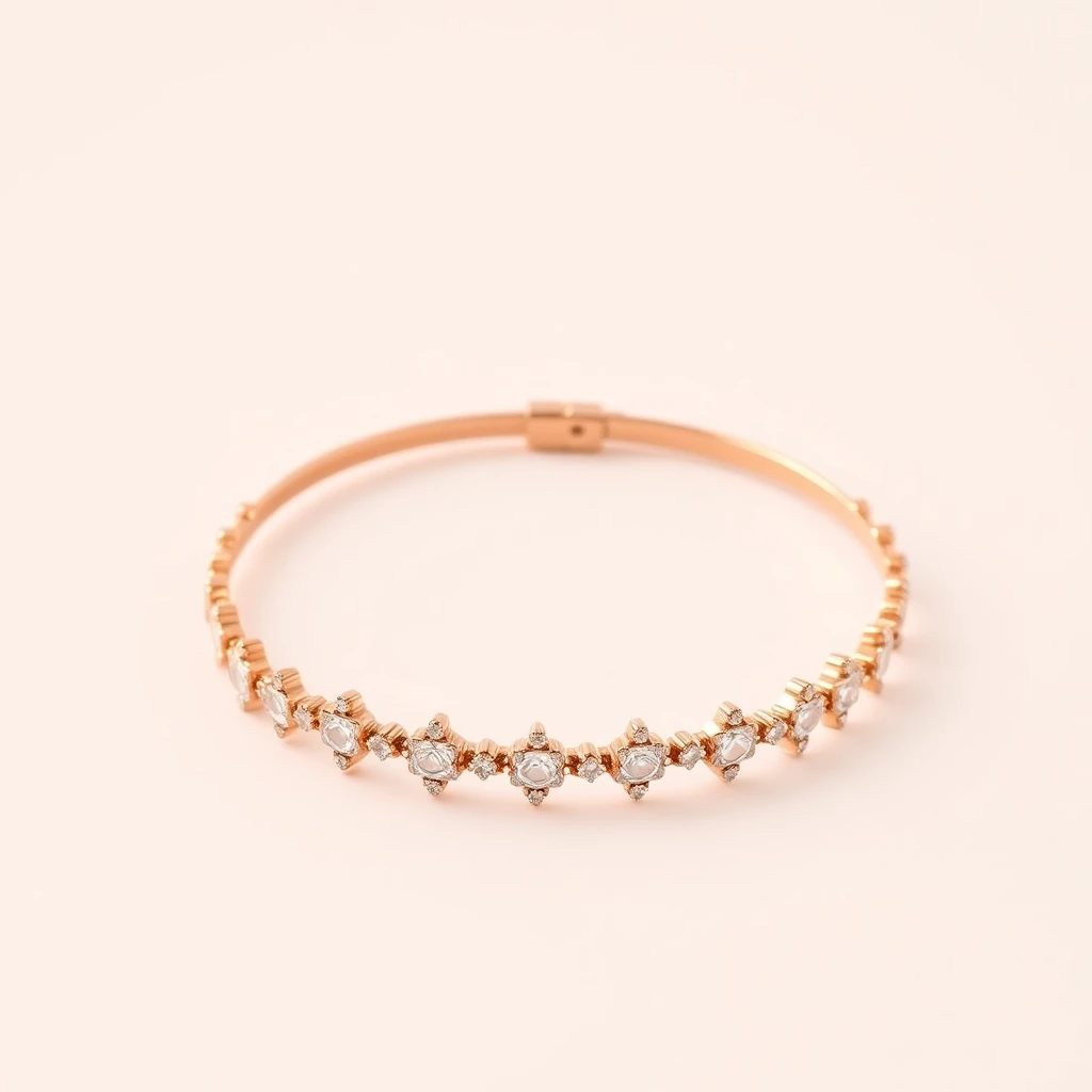Bracelet Clou Diamants Or Rose