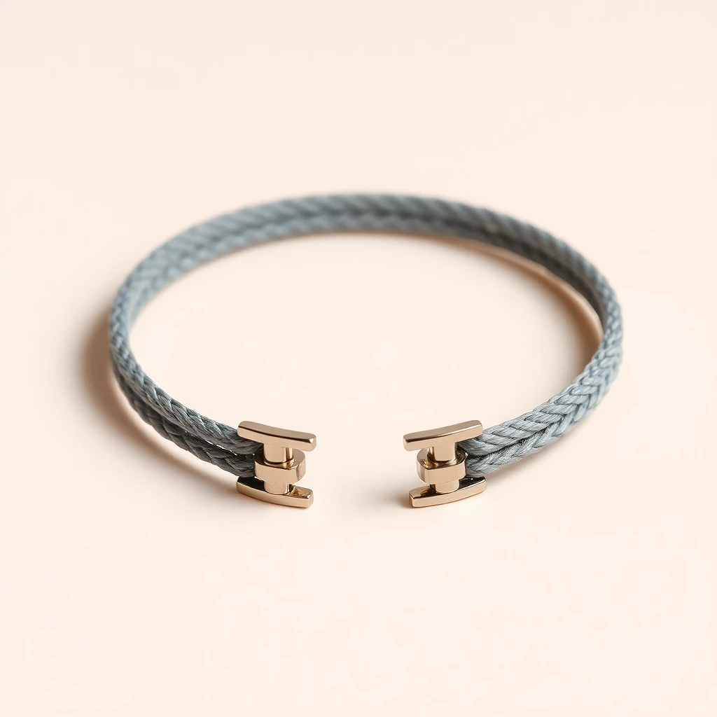 Bracelet double H Gris Clair Mat