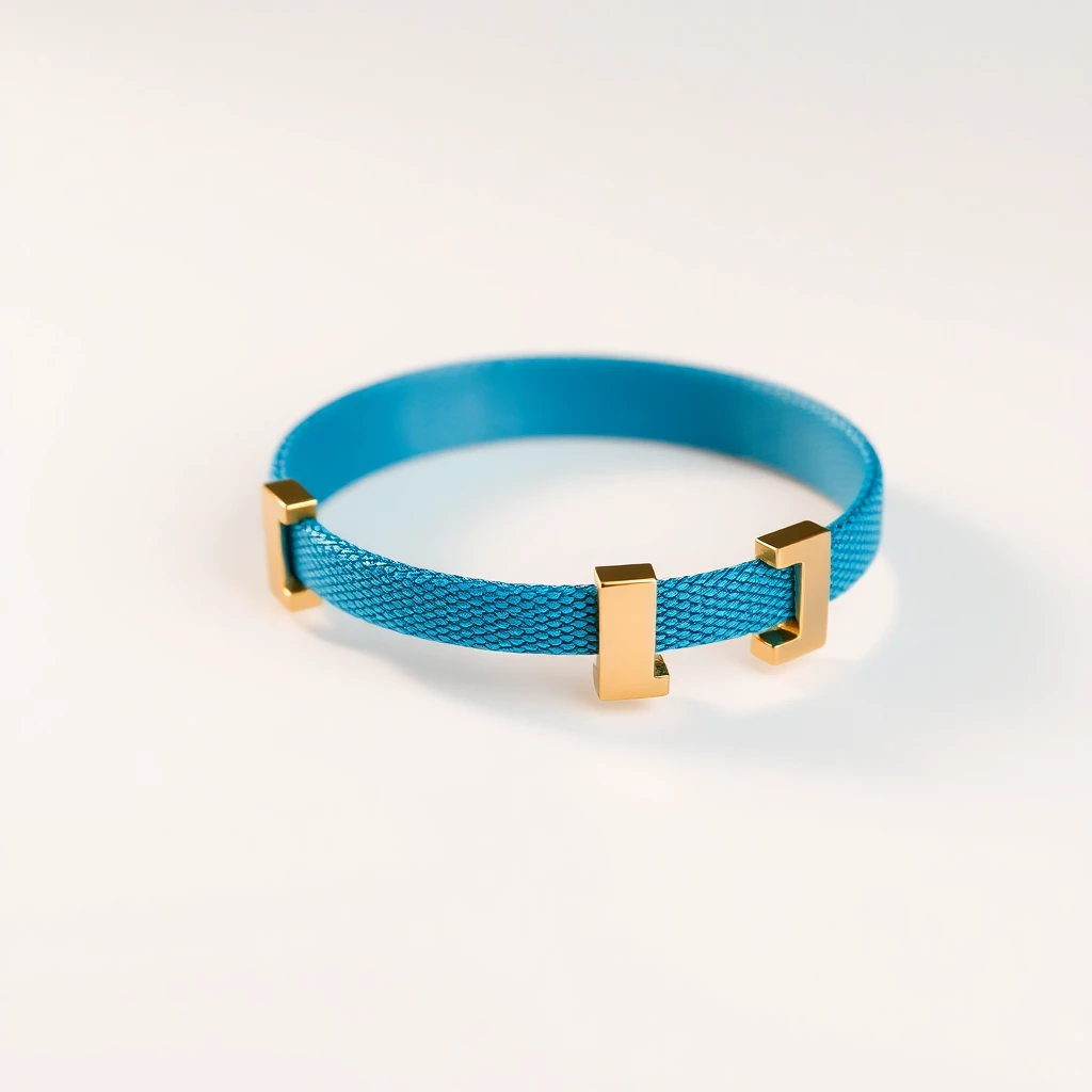 Bracelet double H Or Bleu Turquin Mat