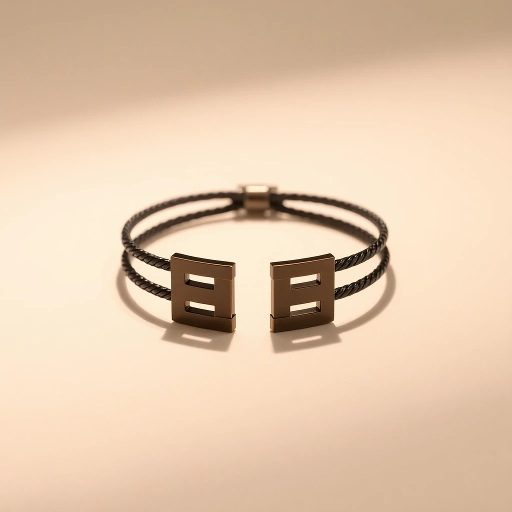 Bracelet double H Or Noir Mat