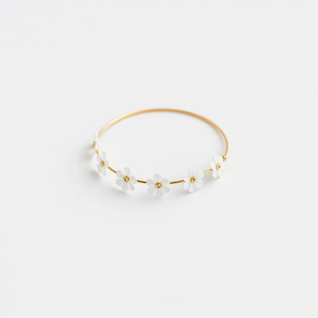 Bracelet Mono fleurs Or Blanc