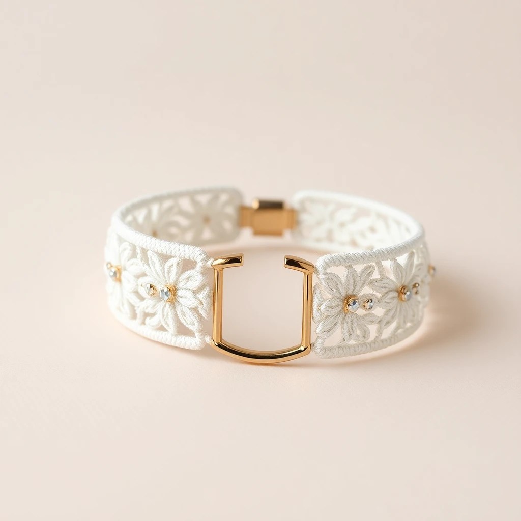 Bracelet tour H Brides de Gala Appliqué Piqué Blanc