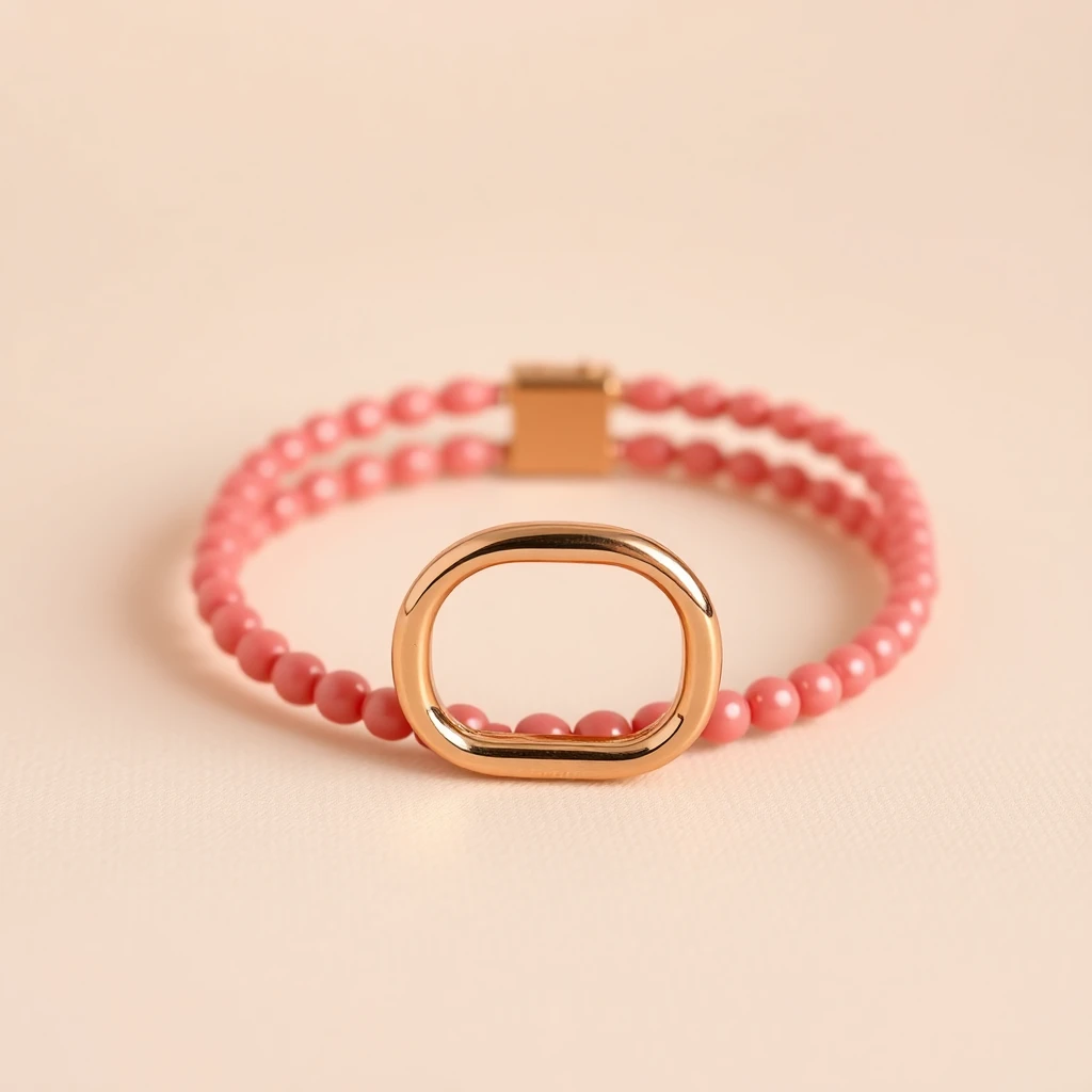 Bracelet tour H Crème Or Rose