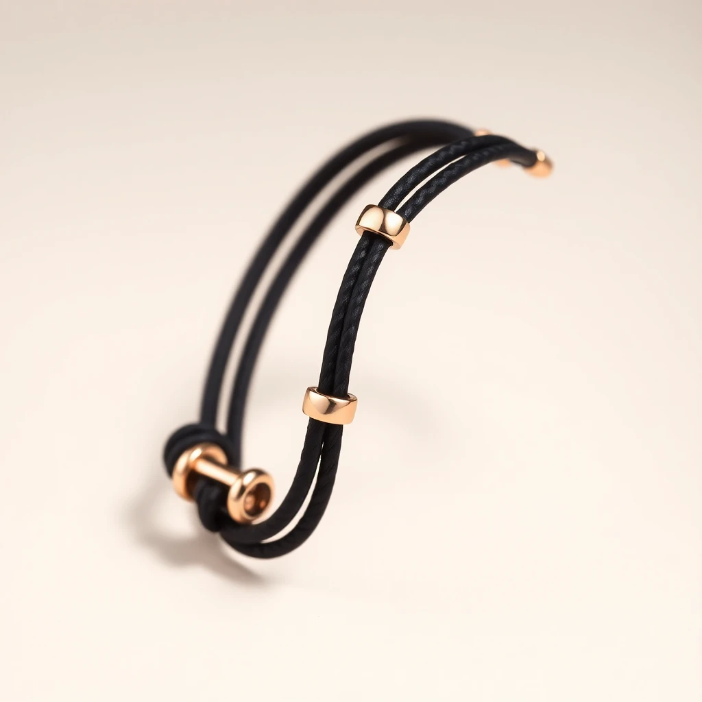 Bracelet tour H Noir Or Rose