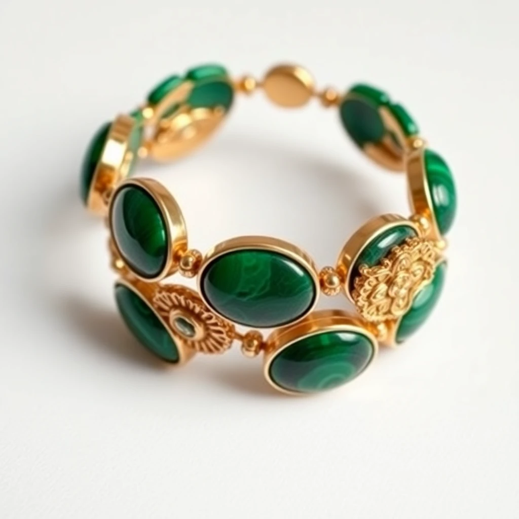 Bracelet trèfles 5 motifs Malachite
